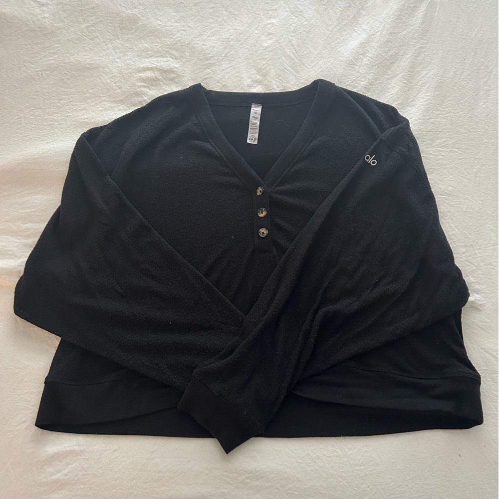 Alo Crop Black Henley